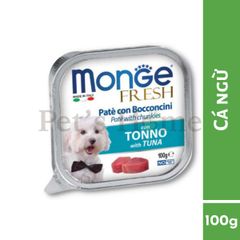 Pate Monge Fresh & Fruit thức ăn mềm ướt cho chó vị thịt, cá, bổ sung trái cây Ý khay 100g