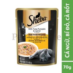 Pate Sheba thức ăn ướt dạng thịt nấu sốt chứa chất xơ và vitamin cần thiết cho mèo Thái Lan gói 70g