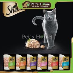 Pate Sheba thức ăn ướt dạng thịt nấu sốt chứa chất xơ và vitamin cần thiết cho mèo Thái Lan gói 70g