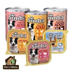 Pate Simba thức ăn mềm ướt dạng thịt viên kèm sốt cung cấp Vitamin và chất khoáng cho chó Ý lon 415g