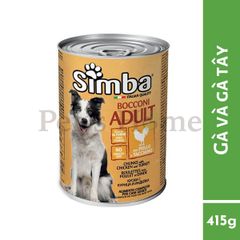 Pate Simba thức ăn mềm ướt dạng thịt viên kèm sốt cung cấp Vitamin và chất khoáng cho chó Ý lon 415g