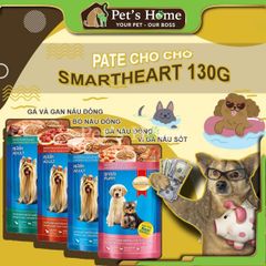 Pate Smartheart thức ăn mềm ướt cho chó chứa DHA, Omega 3 hỗ trợ chức năng hệ thần kinh cho chó Thái Lan gói 130g