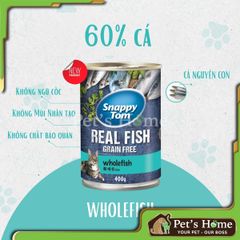 Pate Snappy Tom Grain Free thức ăn ướt mềm từ thịt, cá thật đầy dinh dưỡng cho mèo Thái Lan lon 400g