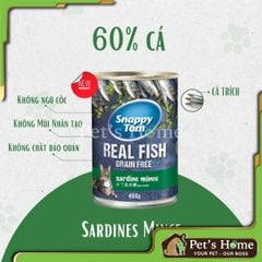 Pate Snappy Tom Grain Free thức ăn ướt mềm từ thịt, cá thật đầy dinh dưỡng cho mèo Thái Lan lon 400g