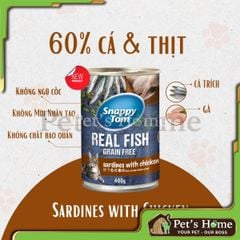 Pate Snappy Tom Grain Free thức ăn ướt mềm từ thịt, cá thật đầy dinh dưỡng cho mèo Thái Lan lon 400g