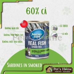Pate Snappy Tom Grain Free thức ăn ướt mềm từ thịt, cá thật đầy dinh dưỡng cho mèo Thái Lan lon 400g