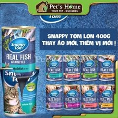 Pate Snappy Tom Grain Free thức ăn ướt mềm từ thịt, cá thật đầy dinh dưỡng cho mèo Thái Lan lon 400g