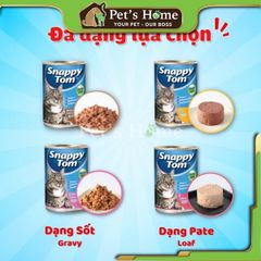 Pate Snappy Tom Grain Free thức ăn ướt mềm từ thịt, cá thật đầy dinh dưỡng cho mèo Thái Lan lon 400g