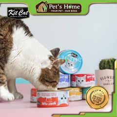 Pate sữa dê Kit Cat thức ăn ướt mềm giúp hỗ trợ tiêu hoá, hỗ trợ hệ miễn dịch cho mèo Singapore lon 70g