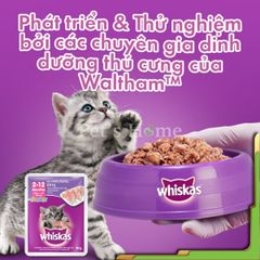 Pate Whiskas thức ăn ướt mềm  hỗ trợ tiêu hoá, kích thích vị giác cho mèo Thái Lan gói 85g