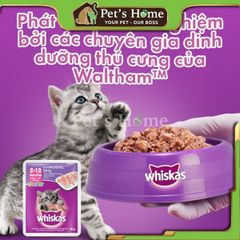 Pate Whiskas thức ăn ướt mềm hỗ trợ tiêu hoá, kích thích vị giác cho mèo con Thái Lan gói 85g