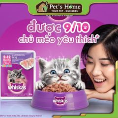 Pate Whiskas thức ăn ướt mềm hỗ trợ tiêu hoá, kích thích vị giác cho mèo con Thái Lan gói 85g