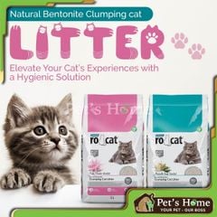 Cát mèo Rocat cát vệ sinh, cát sỏi cát đất sét không bụi siêu thấm hút, khử mùi túi to 20L
