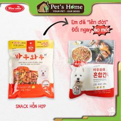 Snack hỗn hợp Bowwow bánh thuởng viên cá hồi, phô mai, thịt gà Hàn Quốc 150g 350g