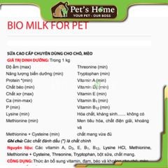 Sữa Bio Milk sữa bột bổ sung Protein và chất xơ cho chó mèo nội địa gói 100g