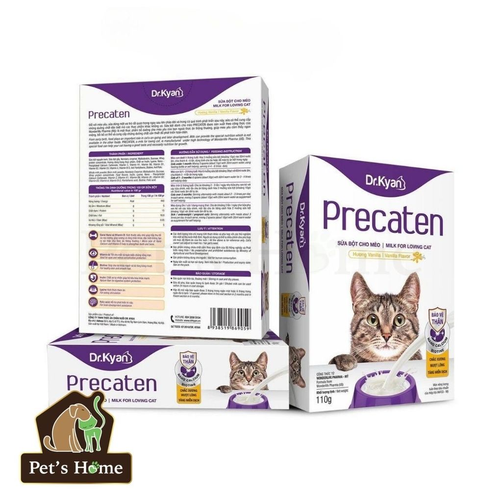 Sữa Precaten cung cấp Canxi, Vitamin và các khoáng chất cần thiết cho mèo Việt Nam hộp 110g