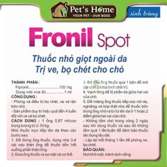 Nhỏ gáy Fronil Spot ngăn ngừa, giảm ve, rận, bọ chét, bọ nhảy cho chó nội địa (có bán tuýp lẻ)