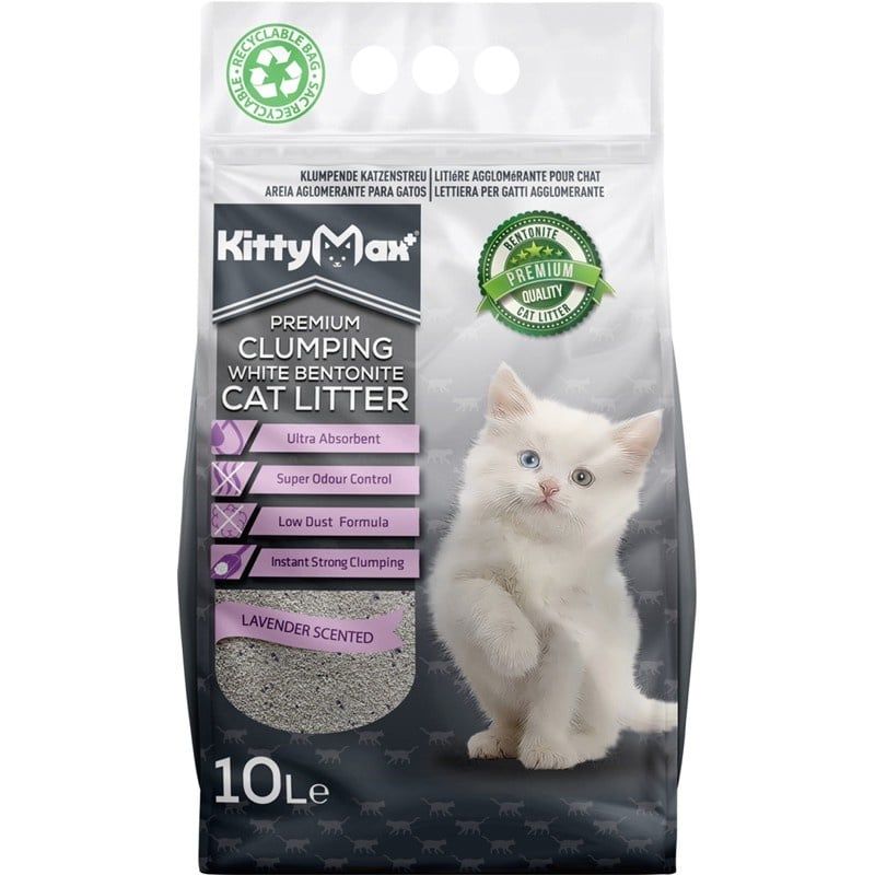Cát vệ sinh cho mèo Kitty Max cát đất sét 100% Bentonite thấm hút vượt trội và khử mùi tối ưu 10L