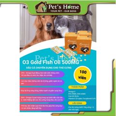 Viên Dầu Cá O3 Gold Omega 3 Fish Oil hỗ trợ dưỡng da, mượt lông cho chó mèo Thái Lan hộp 100 viên
