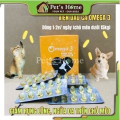 Viên Dầu Cá O3 Gold Omega 3 Fish Oil hỗ trợ dưỡng da, mượt lông cho chó mèo Thái Lan hộp 100 viên