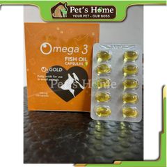 Viên Dầu Cá O3 Gold Omega 3 Fish Oil hỗ trợ dưỡng da, mượt lông cho chó mèo Thái Lan hộp 100 viên