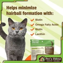 Viên nhai Pet Naturals Hairball giảm, ngăn ngừa búi lông, hỗ trợ đẹp da lông cho mèo túi 30 viên