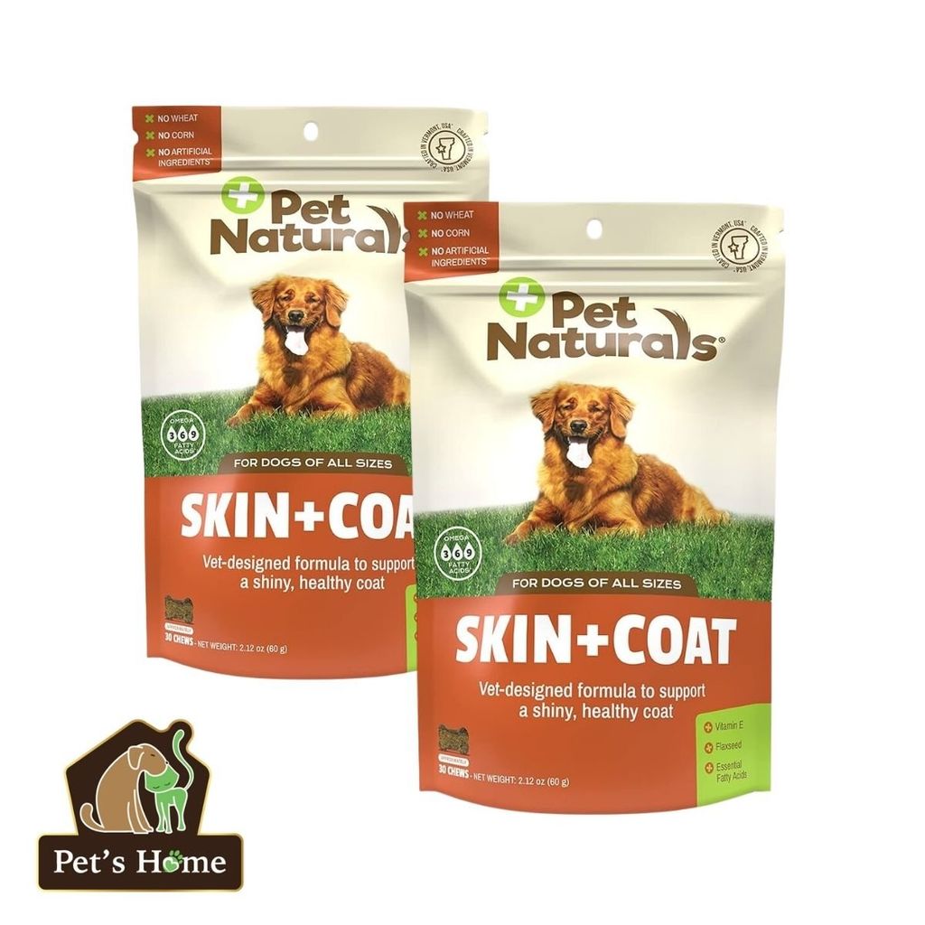 Viên nhai Pet Natural Skin Coat bổ sung omega 3 giúp dưỡng da, mượt lông cho chó Mỹ túi 30 viên