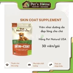 Viên nhai Pet Natural Skin Coat bổ sung omega 3 giúp dưỡng da, mượt lông cho chó Mỹ túi 30 viên