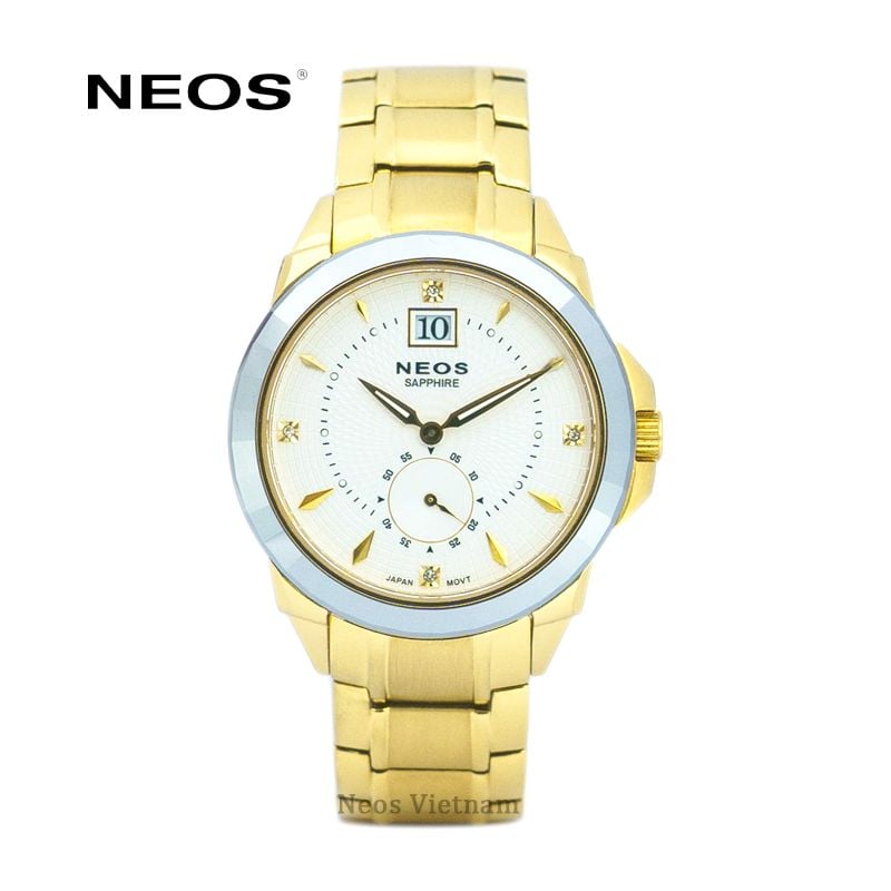 Đồng Hồ Neos N-30830M Nam Dây Thép Bạc Phối Vàng