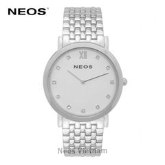 Đồng Hồ Neos N-30852M Nam Dây Thép Bạc Phối Vàng