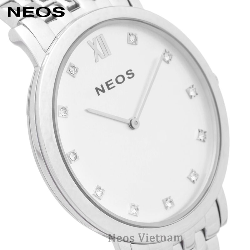 Đồng Hồ Neos N-30852M Nam Dây Thép Bạc Phối Vàng