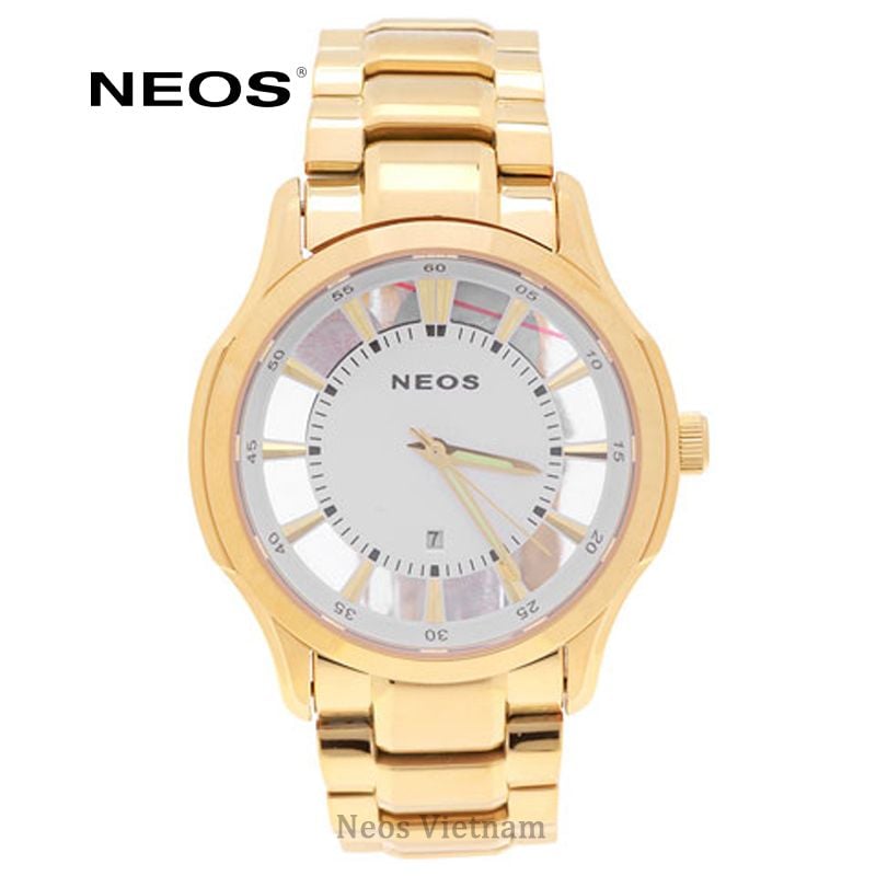 Đồng Hồ Nam Đẹp Neos N-30883M Dây Thép Vàng