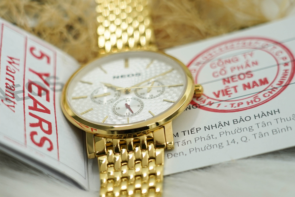 Đồng Hồ Nam Đẹp Neos N-30887M Dây Thép Bạc Phối Vàng