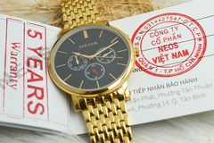 Đồng Hồ Nam Đẹp Neos N-30887M Dây Thép Bạc Phối Vàng