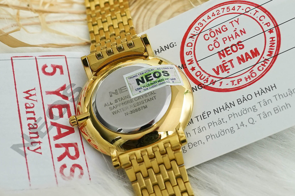 Đồng Hồ Nam Đẹp Neos N-30887M Dây Thép Bạc Phối Vàng