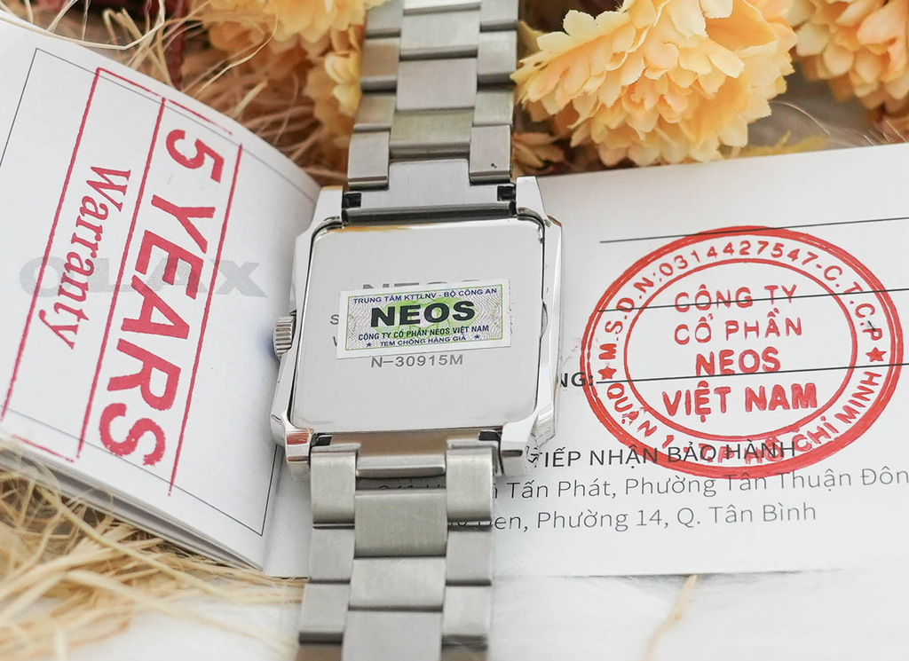 Đồng Hồ Mặt Chữ Nhật Neos N-30915M Sapphire Bảo Hành Chính Hãng 5 Năm