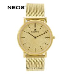 Đồng Hồ Nam Đẹp Neos N-40577M Sapphire Dây Thép Lưới Vàng