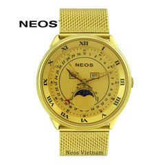 Đồng Hồ Neos N-40668M Sapphire Dây Lưới Thép Vàng