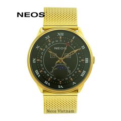Đồng Hồ Neos N-40668M Sapphire Dây Lưới Thép Vàng