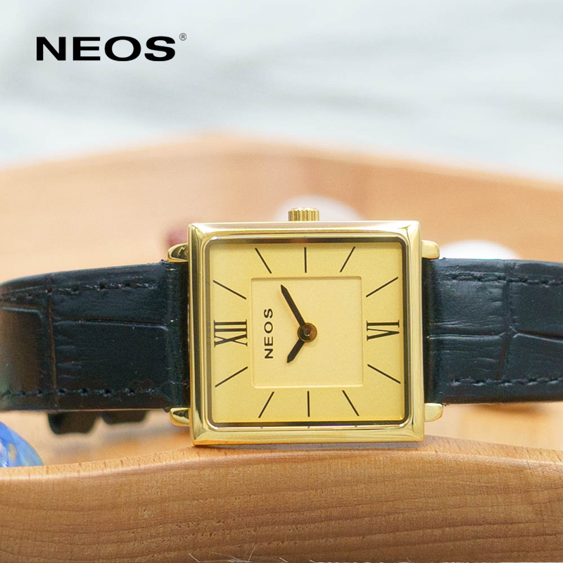 Đồng Hồ Dây Da Nữ Neos N-40674L Sapphire Mặt Vuông