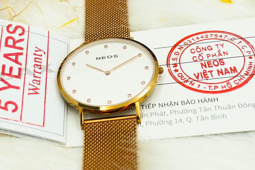 Đồng Hồ Neos Mặt Số Đính Kim Cương Dây Lưới N-40687M Sapphire Chính Hãng