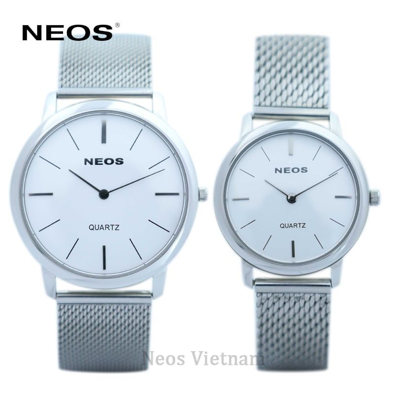 Đồng Hồ Đôi Neos N-40689 Dây Thép Lưới Vàng