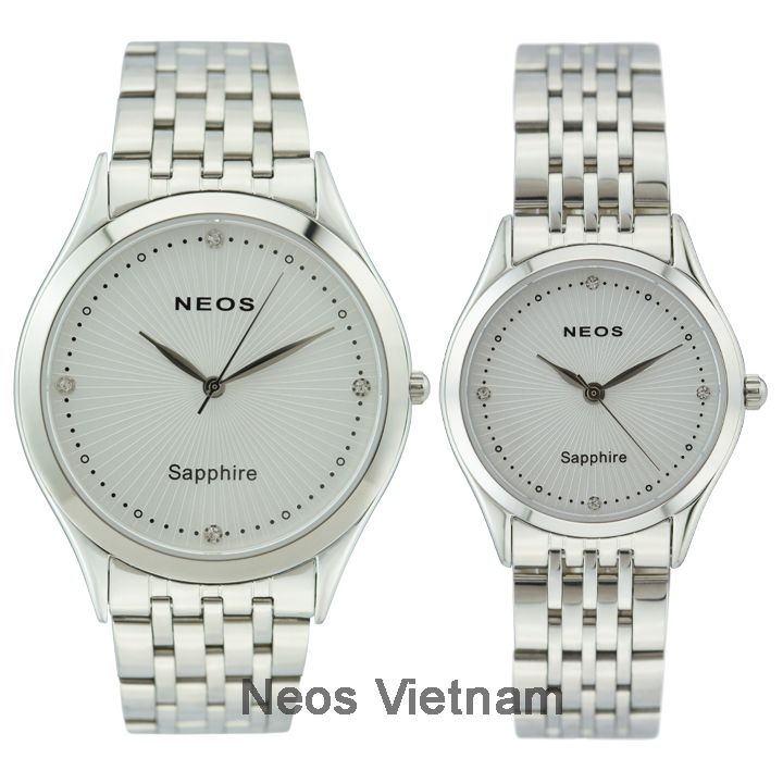 Đồng Hồ Cặp Đẹp Neos N-40663 Sapphire Dây Thép Chính Hãng