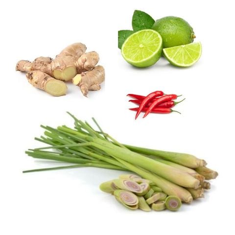  Combo SẢ 300g + GỪNG 200g + CHANH 300g + 5 trái ỚT HIỂM 