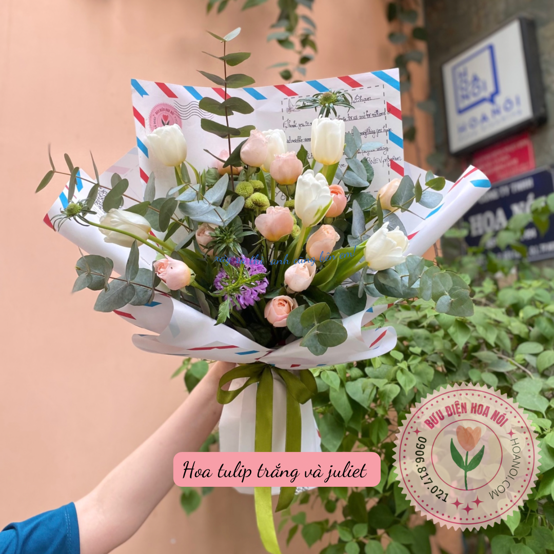 Bức thư hoa tulip trắng