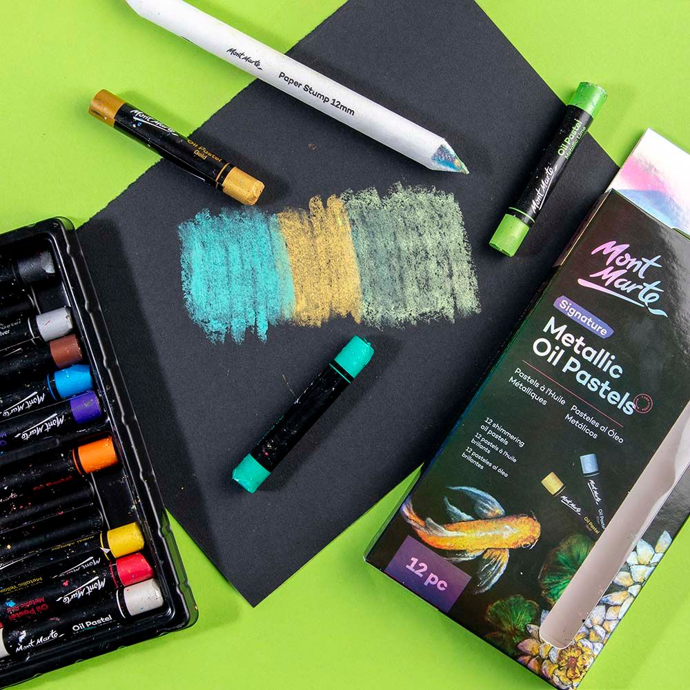 Sáp Dầu Mềm Mont Marte Metallic Oil Pastels Signature 12 Màu (MMPT0039)