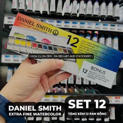 [DA ĐEN] Daniel Smith - Set 12 Màu Nước Nén tặng kèm 12 half pans