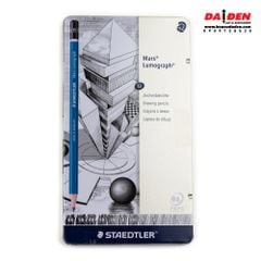 Bộ 12 Chì Phác Thảo Staedtler Thân Xanh (100 G12) Hộp Thiếc