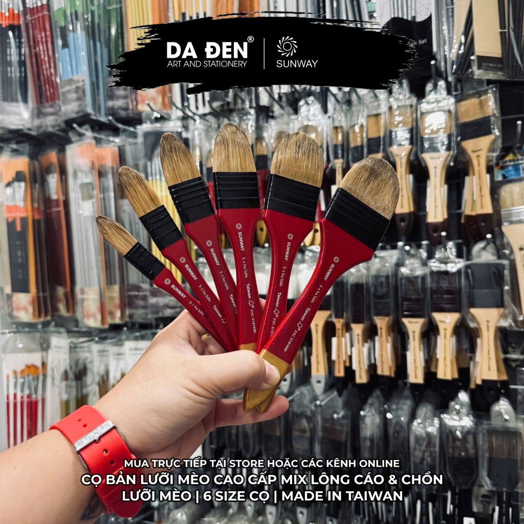 Cọ Bản Sunway Cao Cấp Lưỡi Mèo Mix Lông Cáo & Chồn S Fox Sable