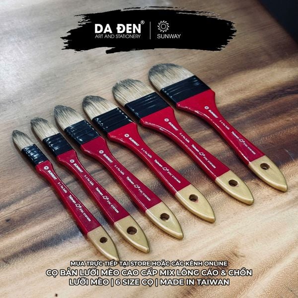 [DA ĐEN ] Cọ Bản Sunway Cao Cấp Lưỡi Mèo Mix Lông Cáo & Chồn S Fox Sable